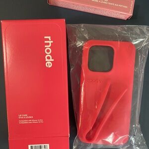 Rhode Lip Case in (Guava Spritz) for iPhone 15 Pro & peptide lip tint -ribbon